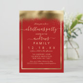 Elegant Red Gold Foil Sprayed Confetti Kerstmis Kaart (Staand voorkant)