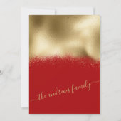 Elegant Red Gold Foil Sprayed Confetti Kerstmis Kaart (Achterkant)