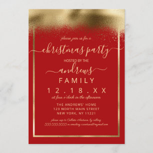 Elegant Red Gold Foil Sprayed Confetti Kerstmis Kaart
