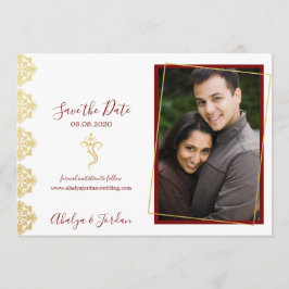 Elegant Red & Gold Ganesha & Mehndi Sparen de Datu Save The Date