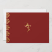 Elegant Red & Gold Ganesha & Mehndi Sparen de Datu Save The Date (Achterkant)