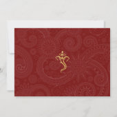 Elegant Red & Gold Ganesha & Mehndi Sparen de Datu Save The Date (Achterkant)