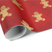 Elegant Red Gold Gingerbrood kerst Cadeaupapier (Rol Hoek)