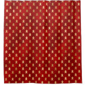 Elegant Red Gold Gingerbrood kerst Douchegordijn (Voorkant)
