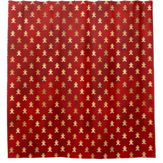 Elegant Red Gold Gingerbrood kerst Douchegordijn (Voorkant)