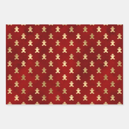 Elegant Red Gold Gingerbrood kerst Inpakpapier Vel (Voorkant 2)