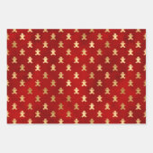 Elegant Red Gold Gingerbrood kerst Inpakpapier Vel (Voorkant)