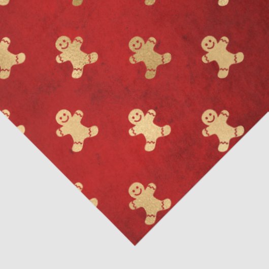 Elegant Red Gold Gingerbrood kerst Tissuepapier (Detail)