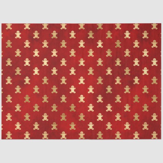 Elegant Red Gold Gingerbrood kerst Tissuepapier (Voorkant)