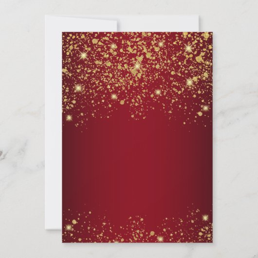 Elegant Red & Gold Glitter Christmas Eve Party Kaart (Achterkant)