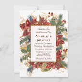 Elegant Red Gold Green Kerstfeest Christelijk huwe Kaart (Voorkant)