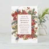 Elegant Red Gold Green Kerstfeest Christelijk huwe Kaart (Staand voorkant)