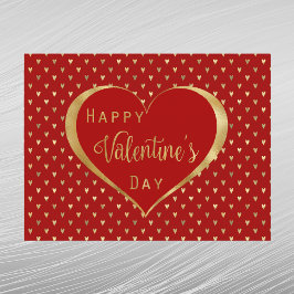 Elegant Red Gold Heart Valentijn Feestdagenkaart