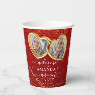 Elegant Red Gold Hearts - Aangepaste foto-opname Papieren Bekers