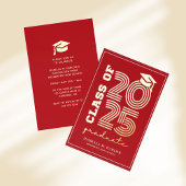 Elegant Red Gold High School Afstuderen Folie Uitnodiging
