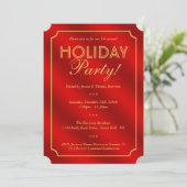 Elegant Red & Gold Holiday Party Kaart (Staand voorkant)