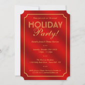 Elegant Red & Gold Holiday Party Kaart (Voorkant)