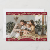 Elegant Red Gold Holly Berries Photo Christian Feestdagenkaart (Voorkant)