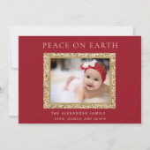 Elegant Red Gold Joy kerstfoto Peace Earth Feestdagenkaart (Voorkant)
