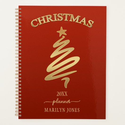 Elegant Red Gold-kerstanner Planner (Voorkant)