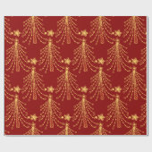 Elegant Red Gold-kerstboom Star-patroon Cadeaupapier (Vlak)