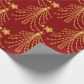 Elegant Red Gold-kerstboom Star-patroon Cadeaupapier (Hoek)