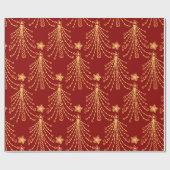 Elegant Red Gold-kerstboomverlichting Cadeaupapier (Vlak)