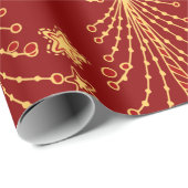 Elegant Red Gold-kerstboomverlichting Cadeaupapier (Rol Hoek)