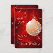 Elegant Red Gold kerstbruiloft Save the Date (Voorkant / Achterkant)