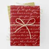 Elegant  Red Gold-kerstcadeauscript Inpakpapier Vel (In situ)