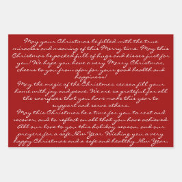 Elegant Red Gold-kerstcadeauscript Inpakpapier Vel