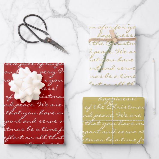 Elegant Red Gold-kerstcadeauscript Inpakpapier Vel (Voorkant)