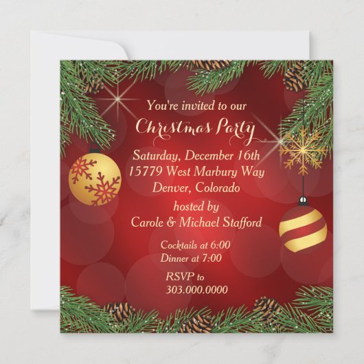 Elegant Red Gold-kerstfeest Kaart (Voorkant)