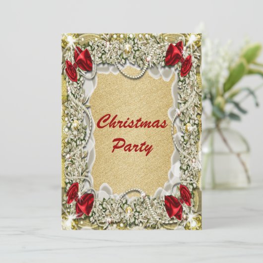 Elegant red Gold kerstmis Kaart (Staand voorkant)