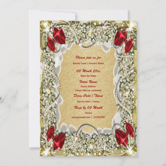 Elegant red Gold kerstmis Kaart (Achterkant)