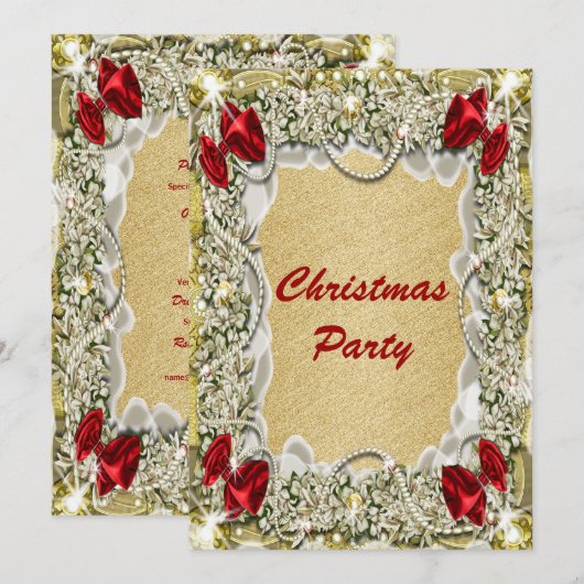 Elegant red Gold kerstmis Kaart (Voorkant / Achterkant)