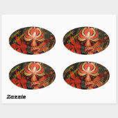 Elegant Red Gold-kerstornament Poinsettia Ovale Sticker (Vel)