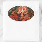 Elegant Red Gold-kerstornament Poinsettia Ovale Sticker (Tas)