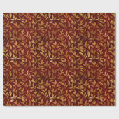 Elegant Red Gold Leaf Botanical Christmas  Cadeaupapier (Vlak)