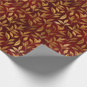 Elegant Red Gold Leaf Botanical Christmas  Cadeaupapier (Hoek)