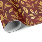 Elegant Red Gold Leaf Botanical Christmas  Cadeaupapier (Rol Hoek)