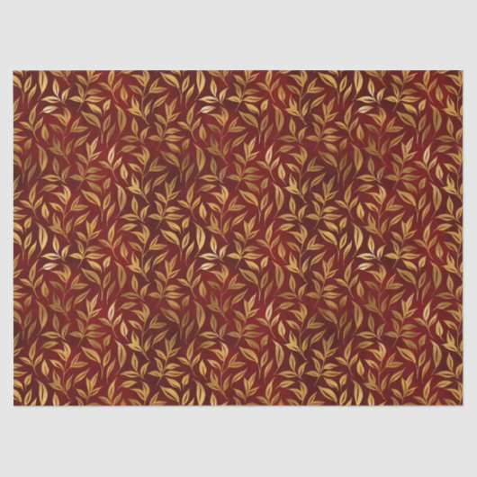 Elegant Red Gold Leaf Botanical Christmas Tissuepapier (Voorkant)