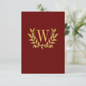 Elegant Red Gold Leaf Modern Chic Wedding Bedankkaart (Staand voorkant)