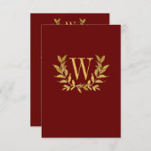 Elegant Red Gold Leaf Modern Chic Wedding Bedankkaart (Voorkant / Achterkant)