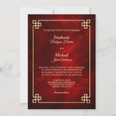 Elegant Red Gold Lijst Wedding Kaart (Voorkant)