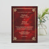 Elegant Red Gold Lijst Wedding Kaart (Staand voorkant)