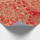 Elegant Red Gold Mandala Pattern Cadeaupapier (Hoek)