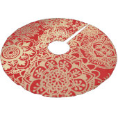 Elegant Red Gold Mandala Pattern Kerstboom Rok (Gekanteld)