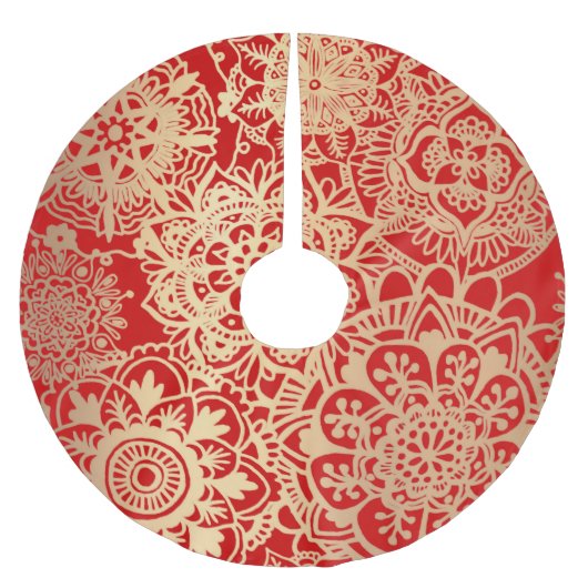 Elegant Red Gold Mandala Pattern Kerstboom Rok (Voorkant)