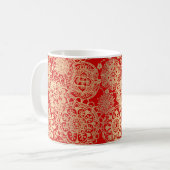 Elegant Red Gold Mandala Pattern Koffiemok (Voorkant links)
